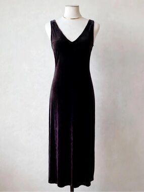Liz Claiborne Black Velvet Maxi Slip Dress Size L
